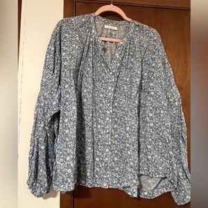 Doen Jane Blouse - Blue China Floral - EUC SZ L